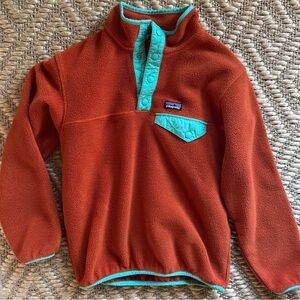 Kids PATAGONIA LIGHTWEIGHT SYNCHILLA SNAP-T FLEECE PULLOVER M 10 orange blue